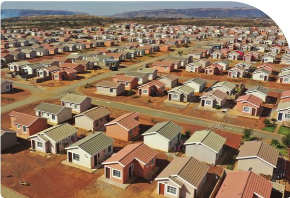 Aerial view of a completed Tsogolani Investments housing development